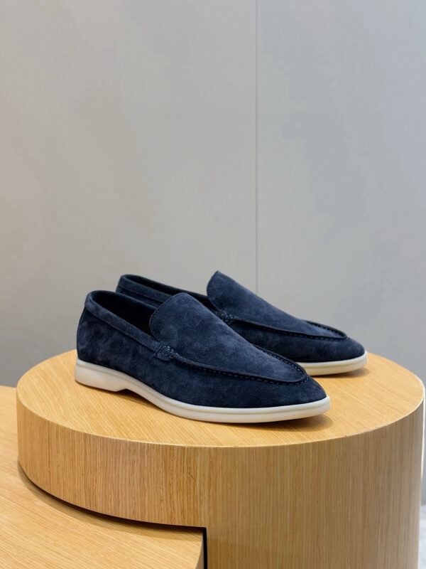 Loro Piana Leather Suede Casual Loafers For Men And Women - Image 3