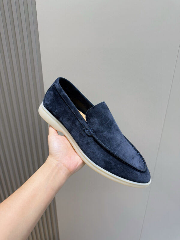 Loro Piana Leather Suede Casual Loafers For Men And Women - Image 4