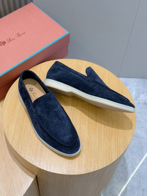 Loro Piana Leather Suede Casual Loafers For Men And Women - Image 7