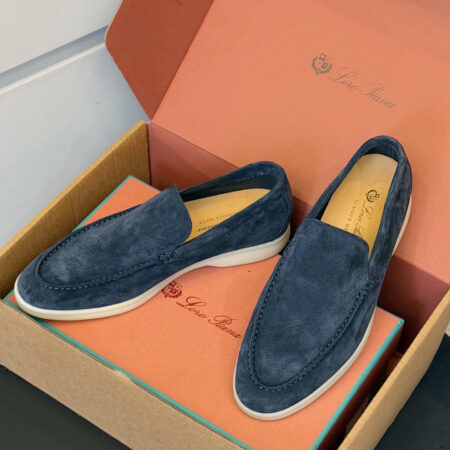 Loro Piana Leather Suede Casual Loafers For Men And Women