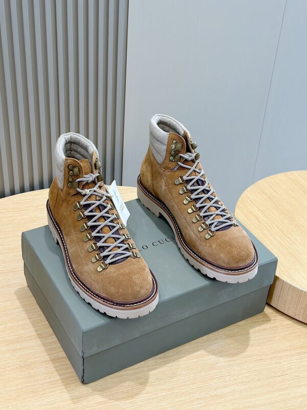 Brunello Cucinelli Autumn Winter Frosted Leather Hiking Boots - Image 2
