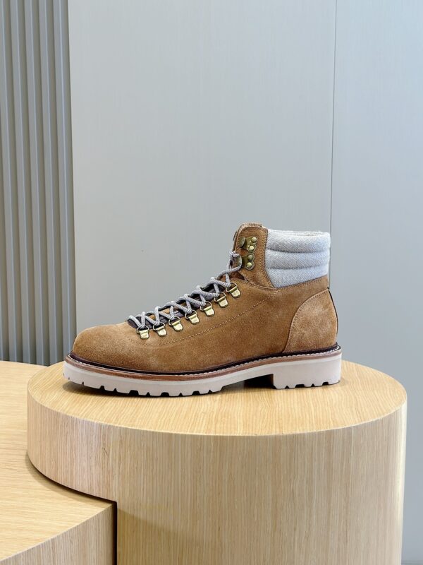 Brunello Cucinelli Autumn Winter Frosted Leather Hiking Boots - Image 4