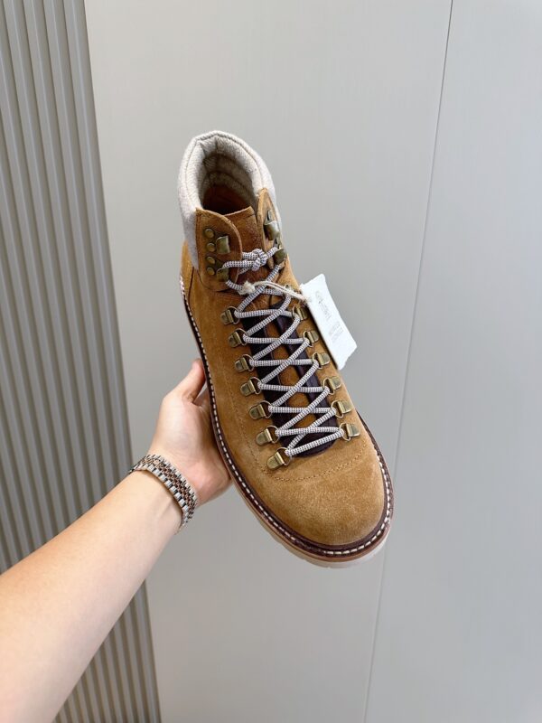 Brunello Cucinelli Autumn Winter Frosted Leather Hiking Boots - Image 5