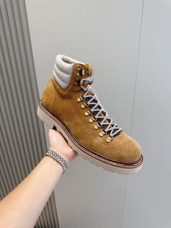 Brunello Cucinelli Autumn Winter Frosted Leather Hiking Boots - Image 6