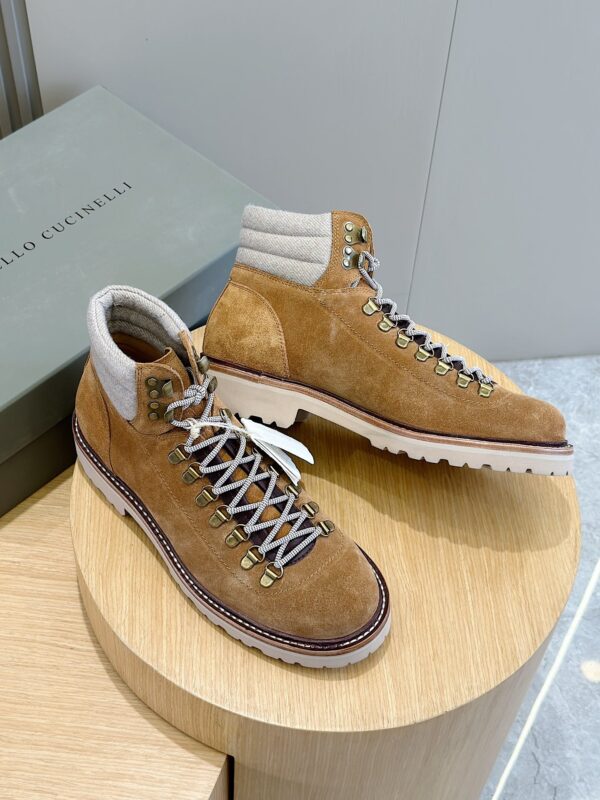 Brunello Cucinelli Autumn Winter Frosted Leather Hiking Boots - Image 3