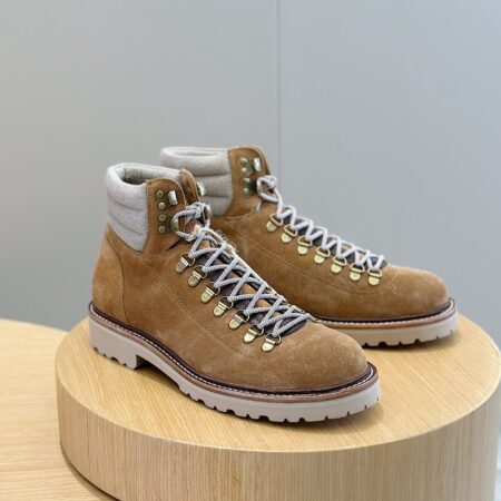 Brunello Cucinelli Autumn Winter Frosted Leather Hiking Boots