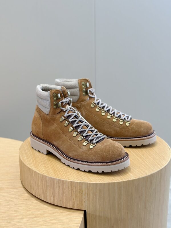 Brunello Cucinelli Autumn Winter Frosted Leather Hiking Boots