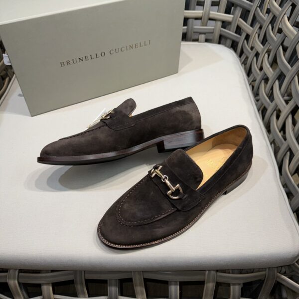 Brunello Cucinelli New Leather Soled Horseneck Buckle Mocasin Shoes - Image 4