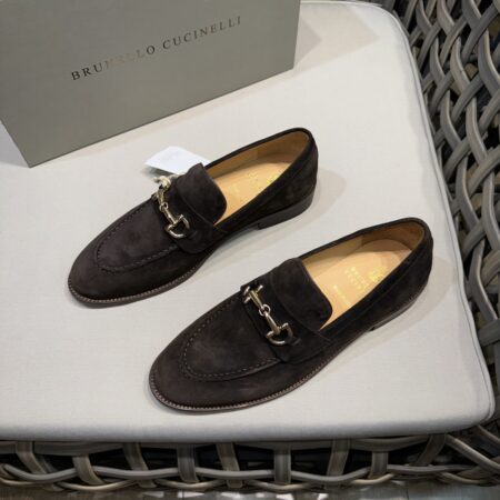 Brunello Cucinelli New Leather Soled Horseneck Buckle Mocasin Shoes