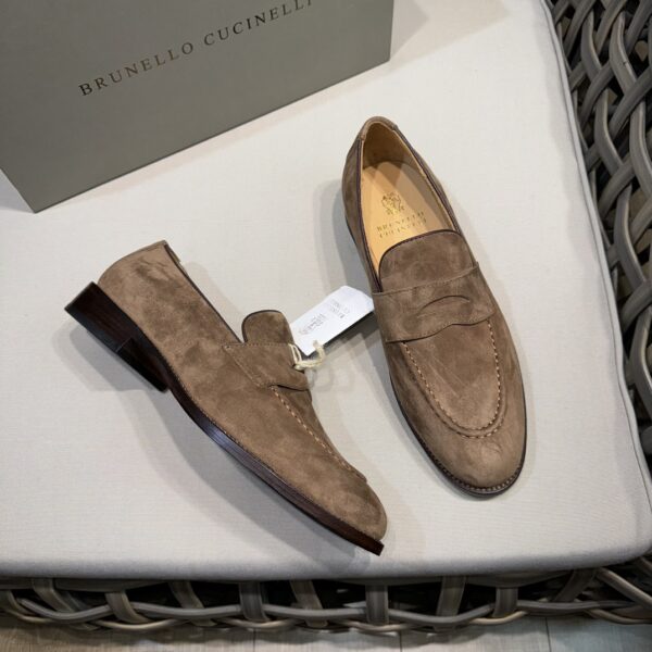 Brunello Cucinelli New Genuine Leather Sole Penny Loafers - Image 4