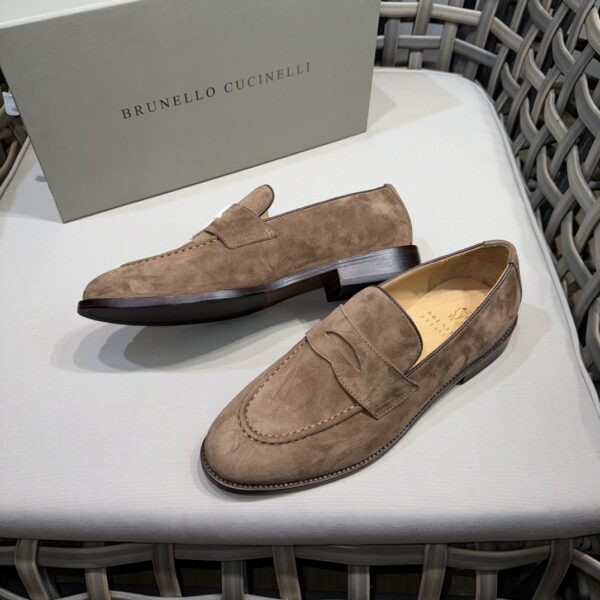 Brunello Cucinelli New Genuine Leather Sole Penny Loafers - Image 3