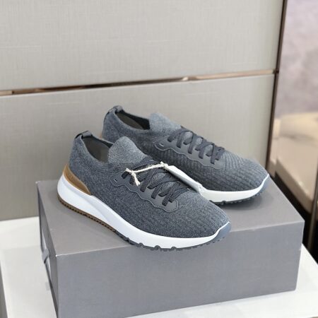 Brunello Cucinelli Fashionable All Cotton Knitted Sports Shoes
