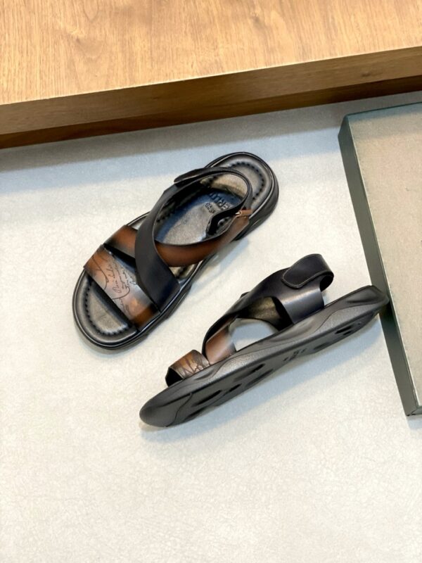 Berluti Men's Handmade Cowhide Leather High Quality Sandals - Image 6