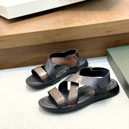 Berluti Men's Handmade Cowhide Leather High Quality Sandals
