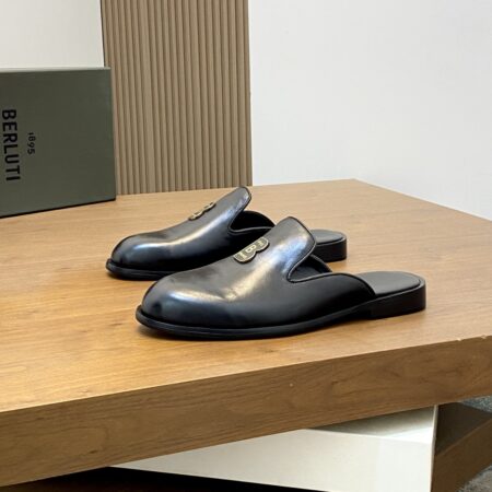Berluti New Men's Cowhide Leather Business Half Slippers