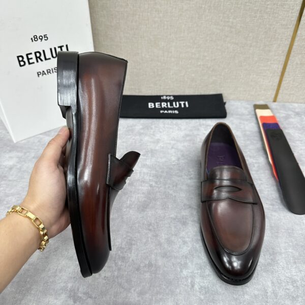 Berluti's New Men's Hand Polished Cowhide Leather Loafers - Image 5