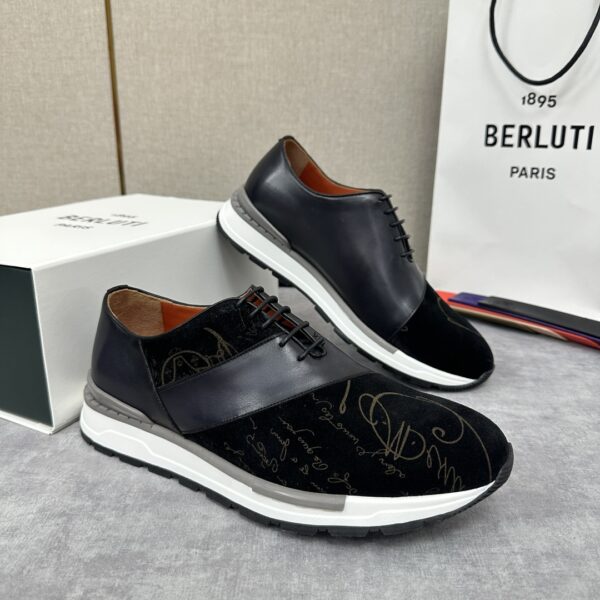 Berluti Fast Track Scritto Patterned Cowhide Leather Casual Sports Shoes - Image 3