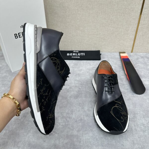 Berluti Fast Track Scritto Patterned Cowhide Leather Casual Sports Shoes - Image 5
