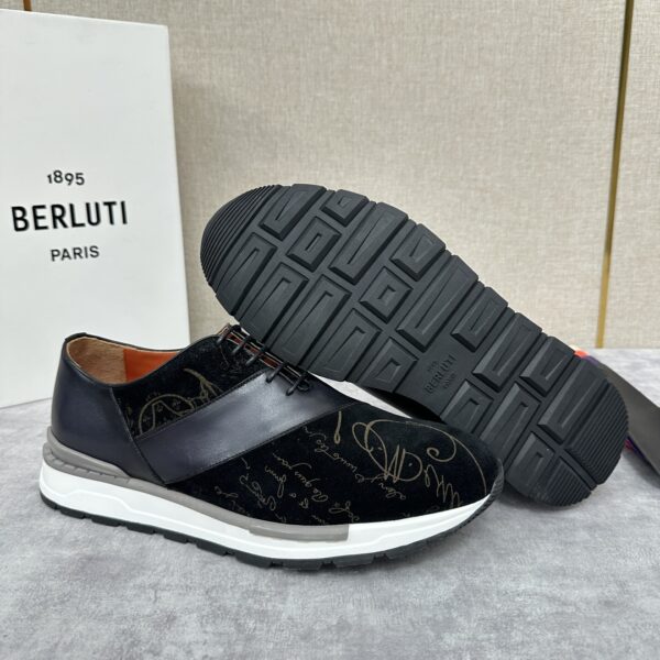 Berluti Fast Track Scritto Patterned Cowhide Leather Casual Sports Shoes - Image 9