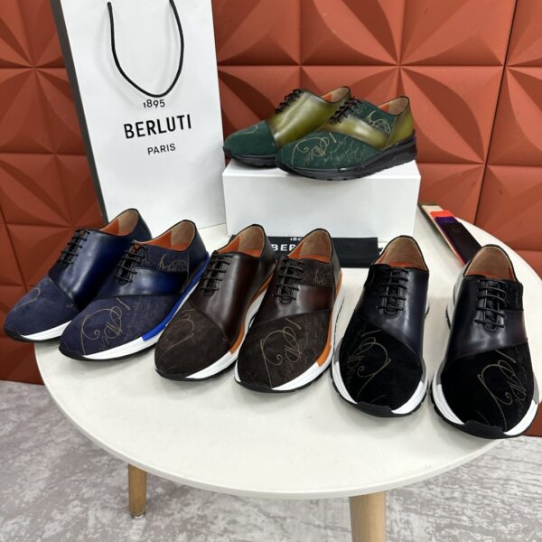Berluti Fast Track Scritto Patterned Cowhide Leather Casual Sports Shoes - Image 10