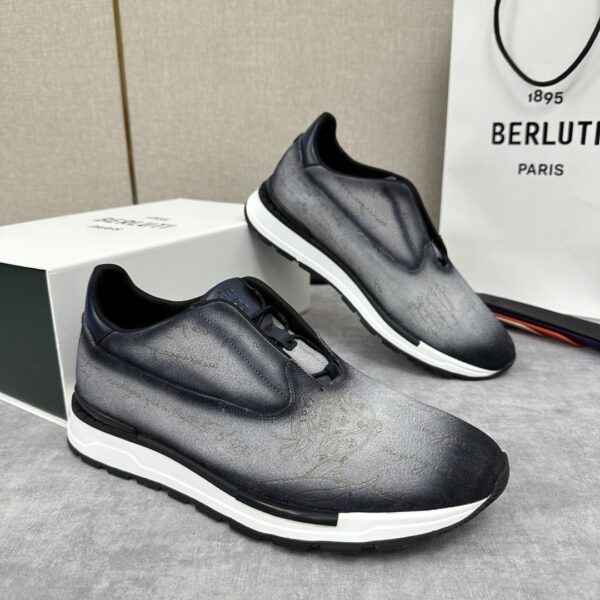 Berluti Fast Track Scritto Patterned Cowhide Leather Casual Sneakers - Image 3