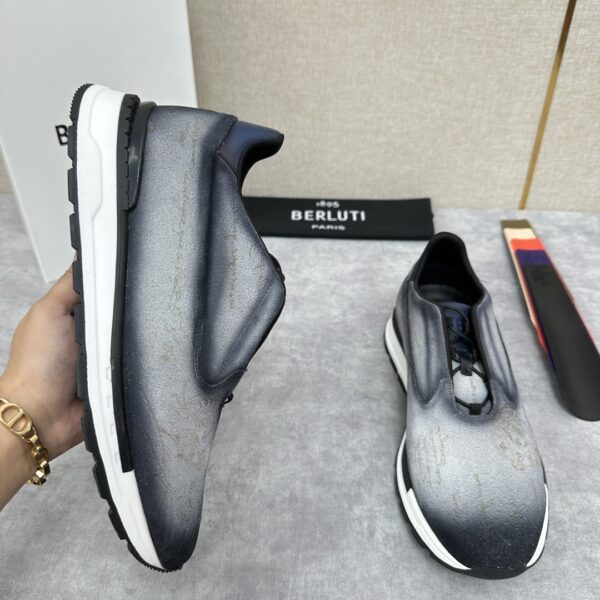 Berluti Fast Track Scritto Patterned Cowhide Leather Casual Sneakers - Image 5