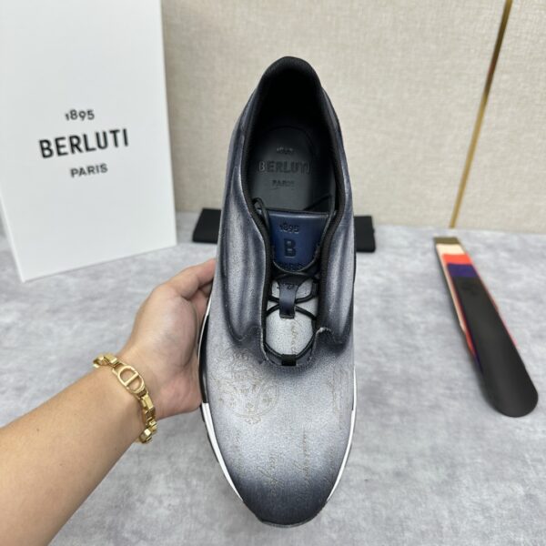 Berluti Fast Track Scritto Patterned Cowhide Leather Casual Sneakers - Image 6