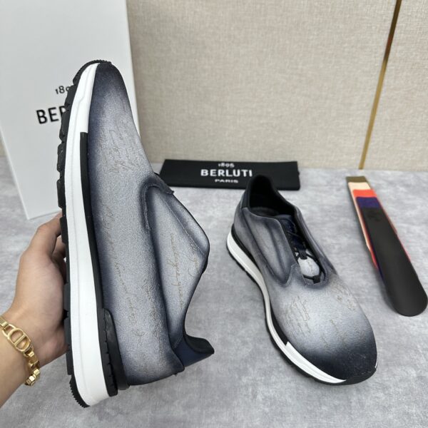 Berluti Fast Track Scritto Patterned Cowhide Leather Casual Sneakers - Image 7