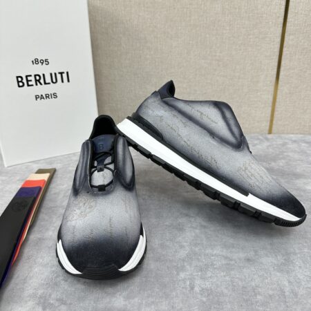 Berluti Fast Track Scritto Patterned Cowhide Leather Casual Sneakers