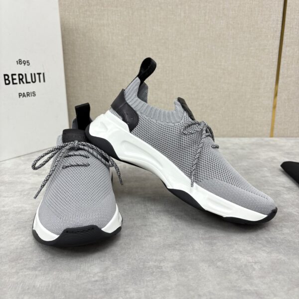 Berluti Men's Shadow Scritto Pattern Embroidered Flyknit Sneakers - Image 4