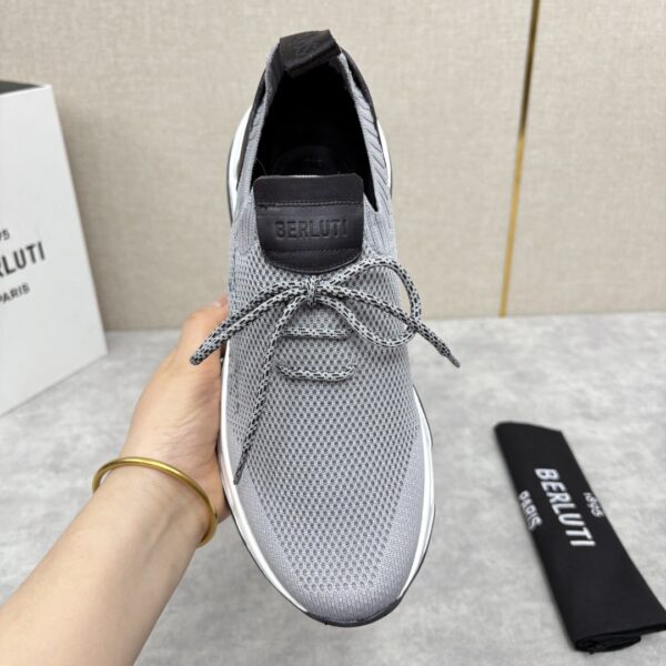 Berluti Men's Shadow Scritto Pattern Embroidered Flyknit Sneakers - Image 7