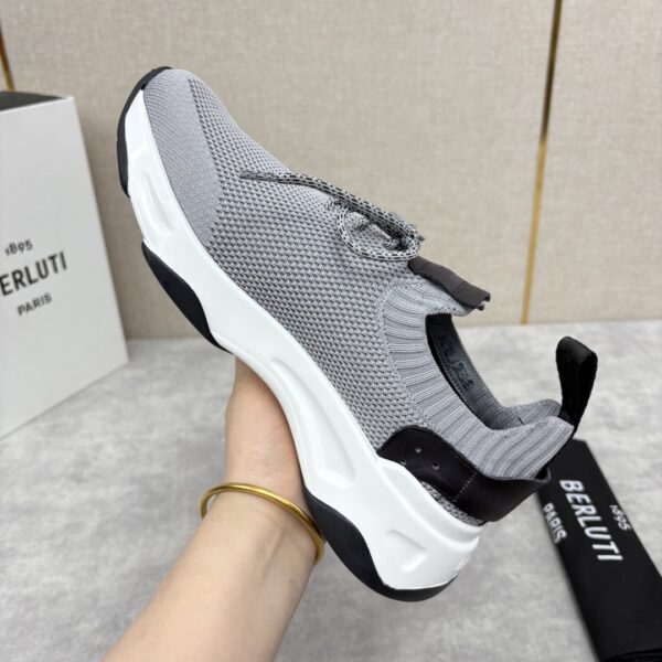 Berluti Men's Shadow Scritto Pattern Embroidered Flyknit Sneakers - Image 8