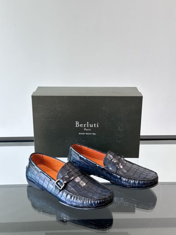 Berluti Handmade Boutique Men's Cowhide Leather Bean Shoes - Image 5
