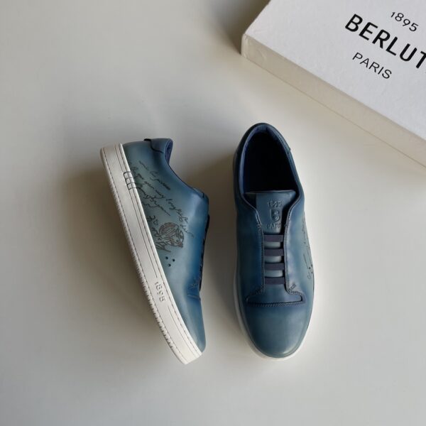 Berluti Playtime Scritto Pattern Men's Low Cut Casual Sports Shoes - Image 3