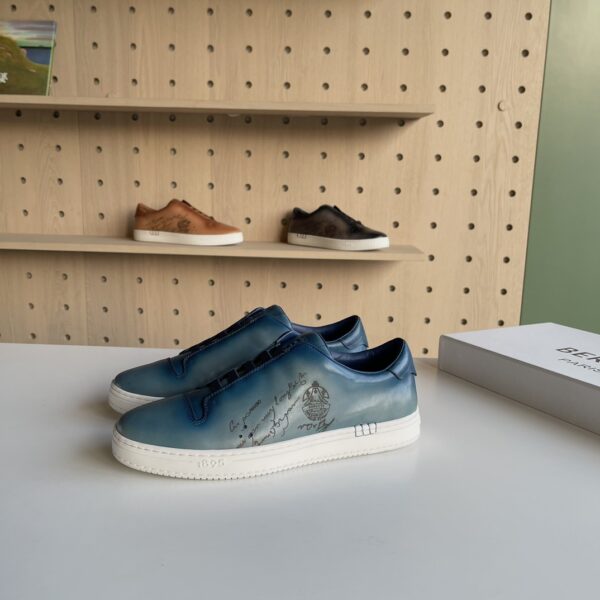 Berluti Playtime Scritto Pattern Men's Low Cut Casual Sports Shoes - Image 4