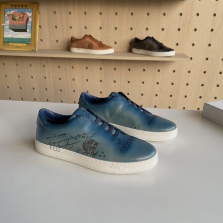 Berluti Playtime Scritto Pattern Men's Low Cut Casual Sports Shoes