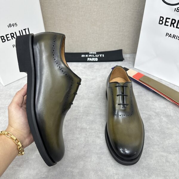 Berluti Aplomb Bergamo Scritto Patterned Leather Derby Shoes - Image 4