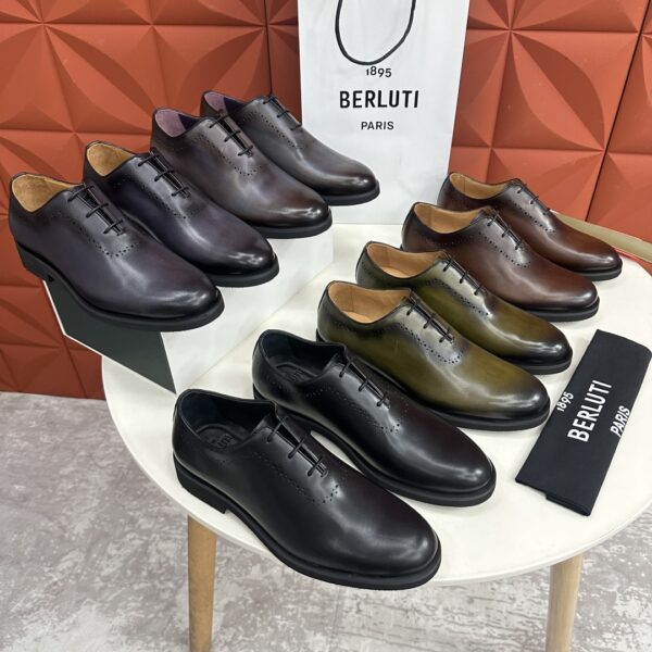 Berluti Aplomb Bergamo Scritto Patterned Leather Derby Shoes - Image 9