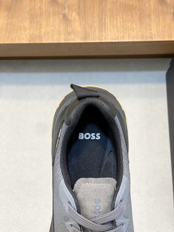 Boss Logo Printed Cowhide Leather Knitted Sports Shoes - Image 7