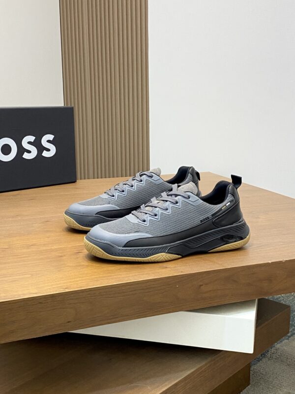 Boss Logo Printed Cowhide Leather Knitted Sports Shoes