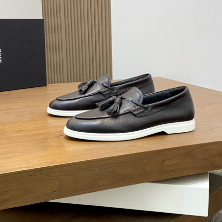 Boss New Men's Cowhide Leather Fringed Loafers