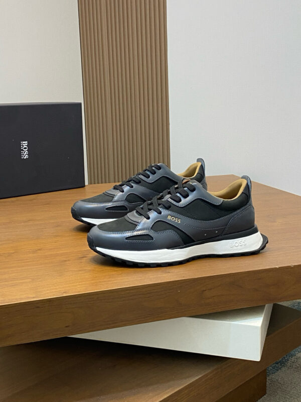 Boss Men's Cowhide Leather Low Cut Lace Up Casual Sports Shoes