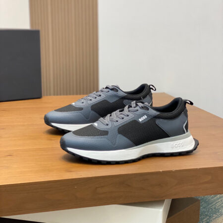 Boss Classic Men's Cowhide Leather Splicing Mesh Sports Shoes