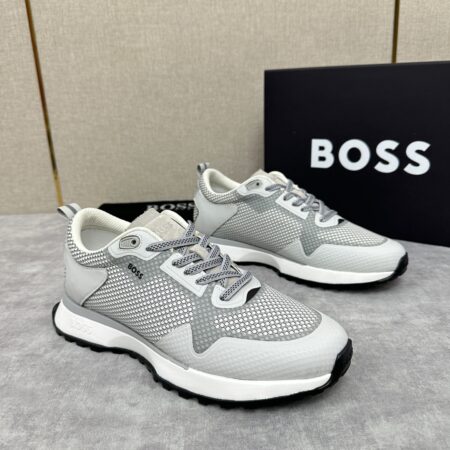 Boss Men's New Mesh Cowhide Leather Splicing Sports Shoes