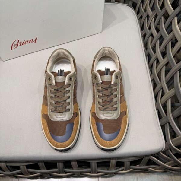 Brioni Fashion Cowhide Leather Contrasting Casual Sports Shoes - Image 2