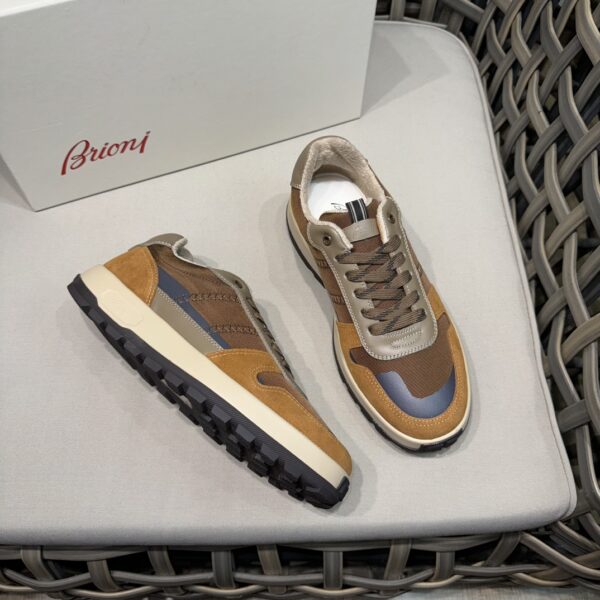 Brioni Fashion Cowhide Leather Contrasting Casual Sports Shoes - Image 5