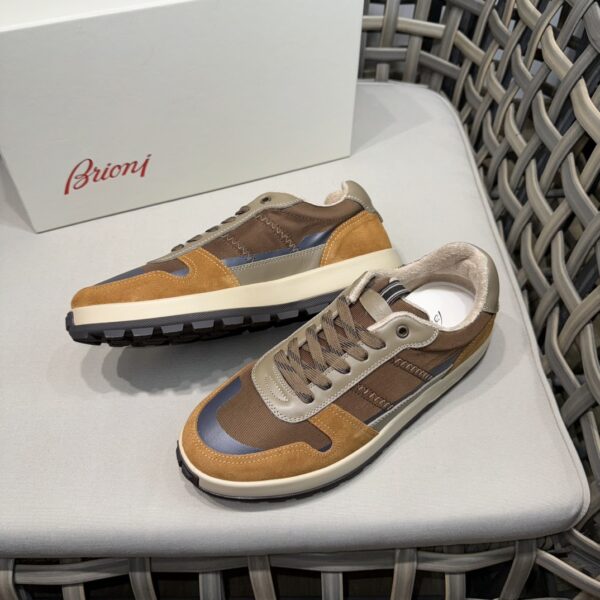 Brioni Fashion Cowhide Leather Contrasting Casual Sports Shoes - Image 3