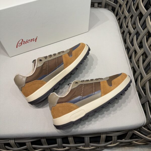 Brioni Fashion Cowhide Leather Contrasting Casual Sports Shoes - Image 4