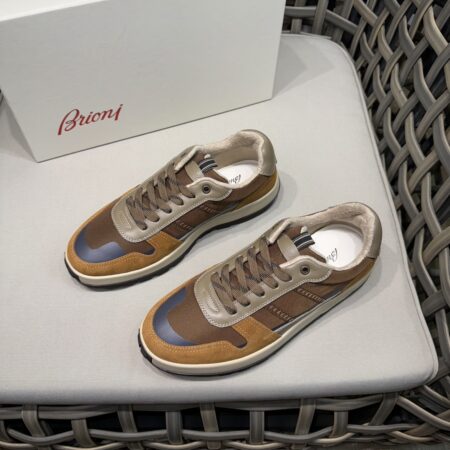 Brioni Fashion Cowhide Leather Contrasting Casual Sports Shoes