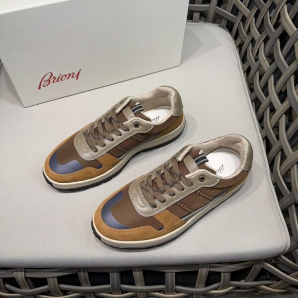 Brioni Fashion Cowhide Leather Contrasting Casual Sports Shoes